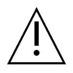 Black and white line icon of an exclamation mark inside a triangle, representing a warning, hazard, or caution alert.